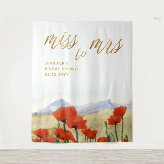 Miss Wildflower Mountains Bridal Backdrop Wandkleed (Voorkant)