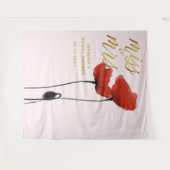 Miss Wildflower Red Poppy Pink Bridal Backdrop Wandkleed (Voorkant (horizontaal))