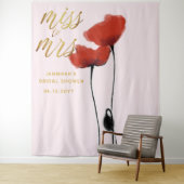 Miss Wildflower Red Poppy Pink Bridal Backdrop Wandkleed (In situ)