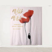 Miss Wildflower Red Poppy Pink Bridal Backdrop Wandkleed (Voorkant)