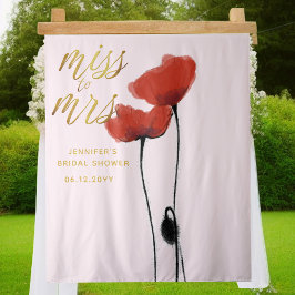 Miss Wildflower Red Poppy Pink Bridal Backdrop Wandkleed