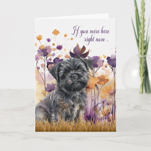 Miss You Affenpinscher Hond Wildflower Meadow Kaart (Voorkant)