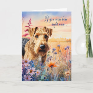 Miss You Airedale Terriër Hond Wildflower Meadow Kaart