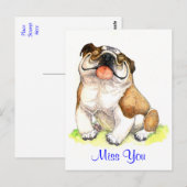 Miss You Bulldog Puppy Dog Greeting Briefkaart (Voorkant / Achterkant)