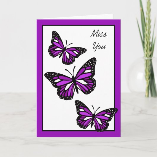 Miss You,  Butterflies Kaart (Voorkant)