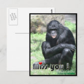 Miss you chimpansee briefkaart (Voorkant / Achterkant)