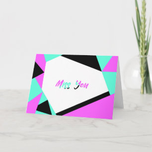 Miss You Color Block Kaart   Zwart Blauwgroen Roze