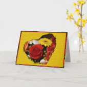 Miss You Colorful Bouquet Border Flower Heart Kaart (Gele Bloem)