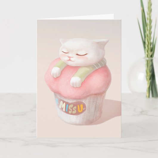 Miss You Cupcake illustratie Kaart (Voorkant)
