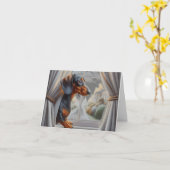 Miss You Dachshund Kaart (Gele Bloem)