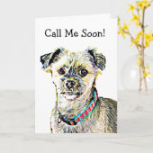 Miss You, Funny Shitzu Dog Kaart (Gele Bloem)