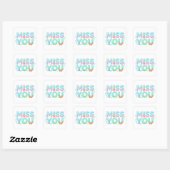 Miss You Glossy Ocean Pastel Word Vierkante Sticker (Vel)