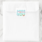 Miss You Glossy Ocean Pastel Word Vierkante Sticker (Tas)