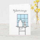 Miss You Gone Away Alone Cat Wenskaart Kaart (Gele Bloem)