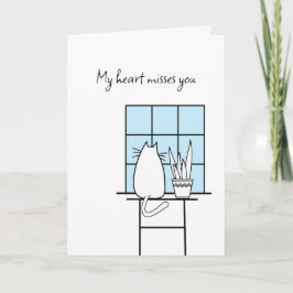 Miss You Gone Away Alone Cat Wenskaart Kaart