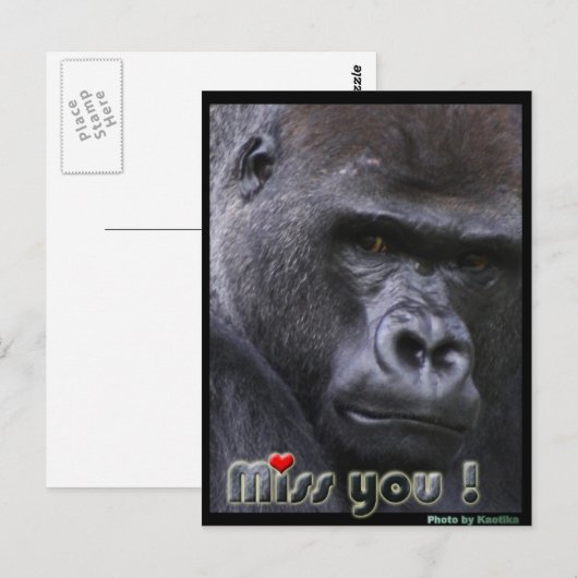 Miss you Gorilla Briefkaart (Voorkant / Achterkant)