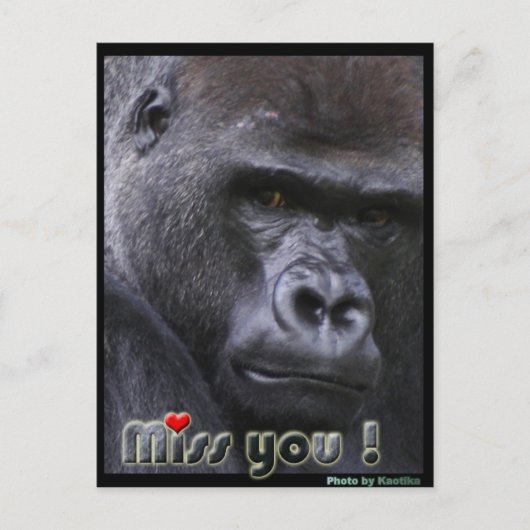 Miss you Gorilla Briefkaart (Voorkant)