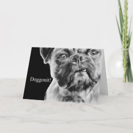 Miss You Grumpy Smug Pug Dog Kaart