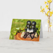 Miss You Kaart met twee Schattigee mieren die een  (Gele Bloem)