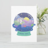 Miss You: Kat- en papierboten Kaart (Staand voorkant)