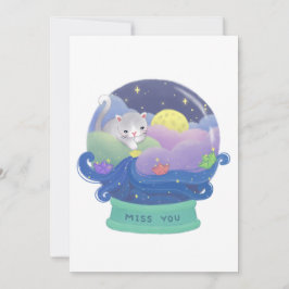 Miss You: Kat- en papierboten Kaart