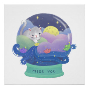 Miss You: Kat- en papierboten Perfect Poster