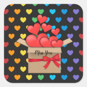 Miss you, kleurrijk populair design, vierkante sticker (Voorkant)