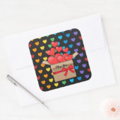 Miss you, kleurrijk populair design, vierkante sticker (Envelop)