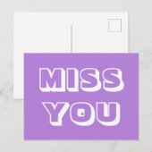 Miss You, lavendel wit modern vet Briefkaart (Voorkant / Achterkant)