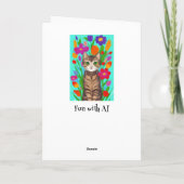 Miss You Leuke Grijze Kat met Kleurrijke Bloemen Kaart (Achterkant)