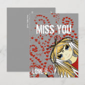 Miss You-Love U Valentijn Feestdagenkaart (Voorkant / Achterkant)