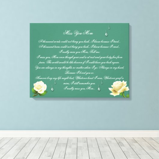 Miss You Mam 24x16 Canvas Print (Insitu (Houten vloer))