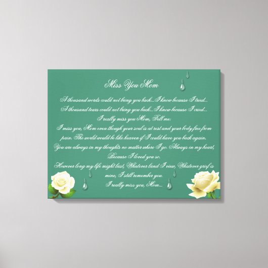Miss You Mam 24x16 Canvas Print (Voorkant)