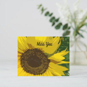 Miss You met mooie en unieke zonnebloem Briefkaart