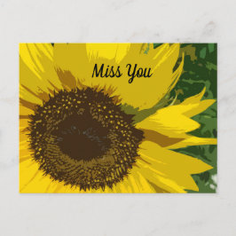 Miss You met mooie en unieke zonnebloem Briefkaart