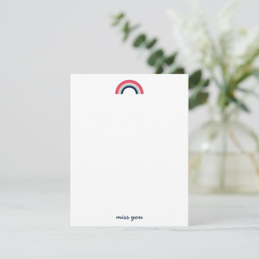 Miss You Modern Rainbow in Blue Note Kaart (Staand voorkant)