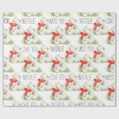 Miss you personalized beer hart waterverf art cadeaupapier (Vlak)