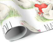 Miss you personalized beer hart waterverf art cadeaupapier (Rol Hoek)