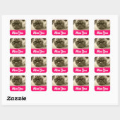Miss You Pug Puppy Dog Groet Stickers (Vel)