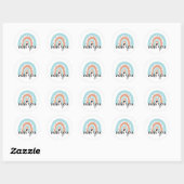 Miss You Rainbow Heart Blue Peach Ronde Sticker (Vel)