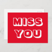 Miss You, Rood wit modern vet Briefkaart (Voorkant / Achterkant)