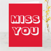 Miss You, Rood wit modern vet Kaart (Gele Bloem)