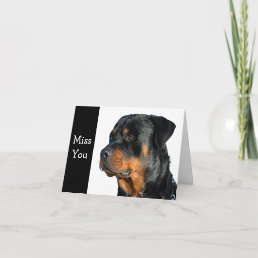 Miss You Rottweiler Dog Wenskaart - Verse Kaart (Voorkant)