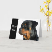 Miss You Rottweiler Dog Wenskaart - Verse Kaart (Gele Bloem)