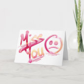 Miss You Sad Face Waterverf Kaart (Voorkant)