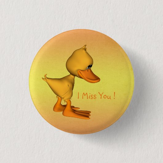 Miss you Sad Little Yellow cartoon Duck Ronde Button 3,2 Cm (Voorkant)