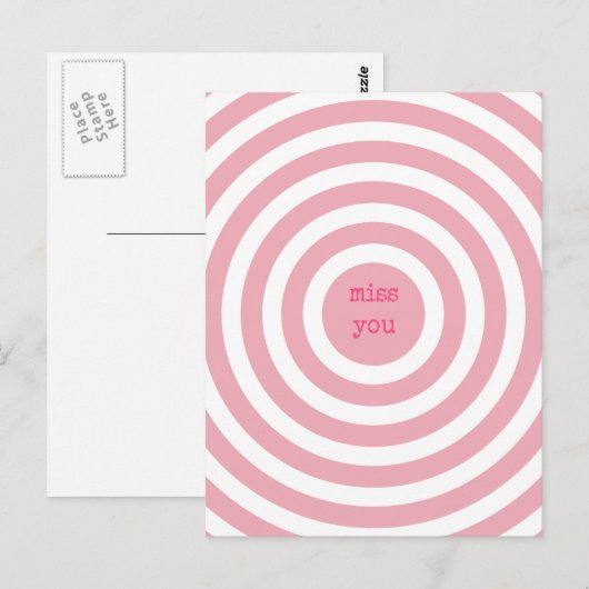 MISS YOU - Schattigee Abstracte roze cirkels Briefkaart (Voorkant / Achterkant)
