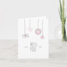 Miss You Schattigee Roze Letter Doughnut Wenskaart