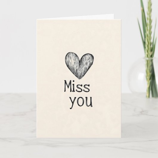 Miss You Simple Heart Feestdagen Kaart (Voorkant)