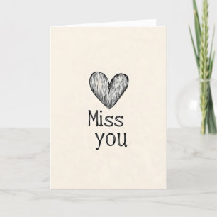 Miss You Simple Heart Feestdagen Kaart